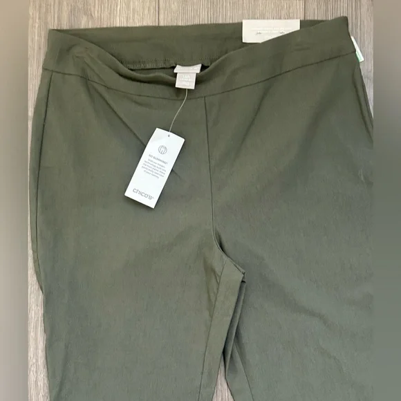 Chico's Olive Green Slimming Trousers Pants - Picture 9 of 12